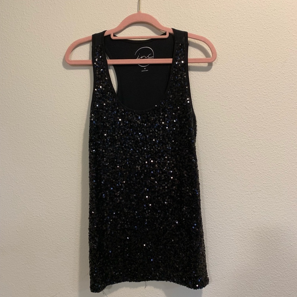 INC black sequin tank